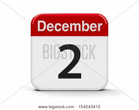 Calendar web button - The Second of December - International Day for the Abolition of Slavery three-dimensional rendering 3D illustration