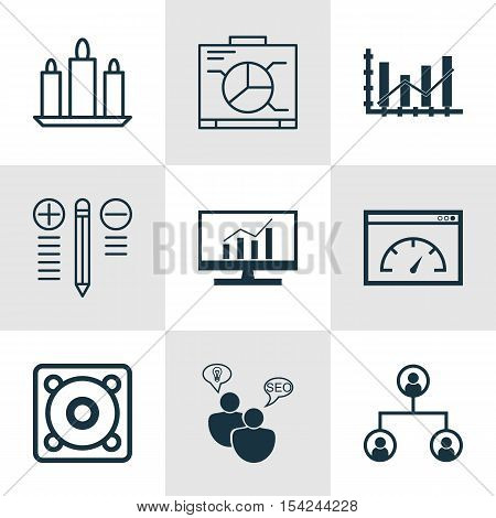 Set Of 9 Universal Editable Icons. Can Be Used For Web, Mobile And App Design. Includes Icons Such A