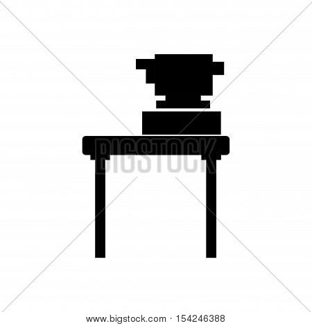 black silhouette equipment topography on desk vector illustration