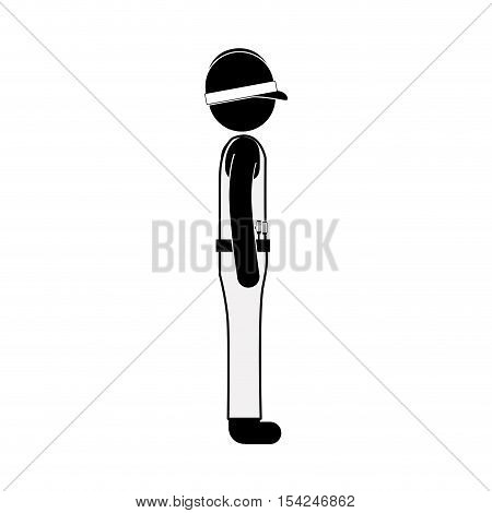 black side silhouette man worker with toolkit vector illustration