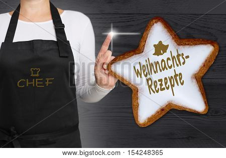 Weinachtsrezepte (in german Christmas recipes) Cinnamon star is shown by chef.