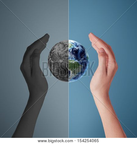 Day and Night concept - Ecology (Elements of this image furnished by NASA) 3D Illustration