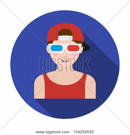 Cinemaddict icon in flat style isolated on white background. Films and cinema symbol vector illustration.