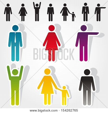 illustration of colorful people icons and stickers