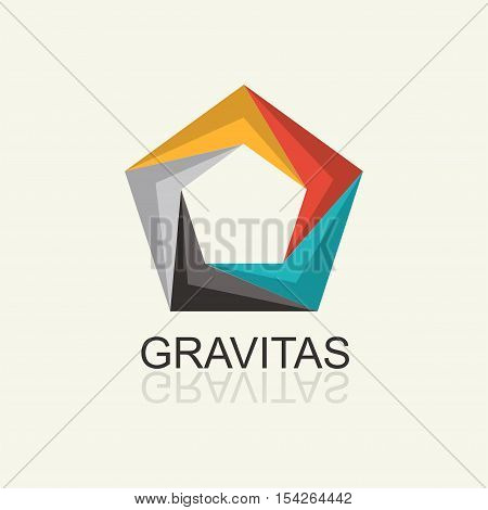 Colored volumetric Pentagon Abstract Icon. Vector template for the logo, emblem