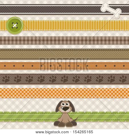 Collection of cute ribbons with cartoon dog