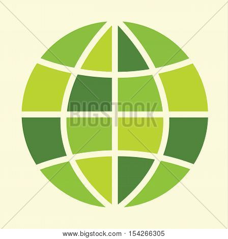 Eco Green Globe Sign - Eco Planet Mordern Abstract With Leaf For Logo, Banners, Templates, Internet Web Sites - Flat Icon Vector Illustration Stock EPS