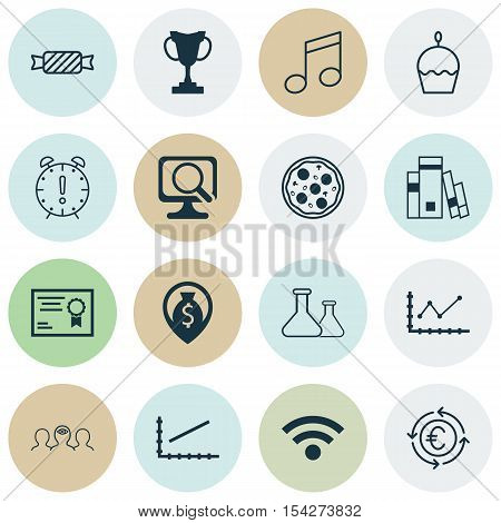 Set Of 16 Universal Editable Icons. Can Be Used For Web, Mobile And App Design. Includes Icons Such