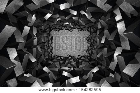 3d render background with black metal cubes