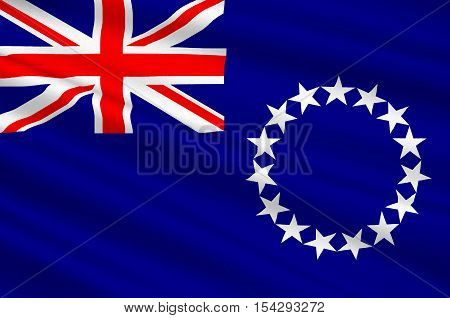 Flag of Cook Islands (New Zealand) Avarua - Polynesia. 3d illustration