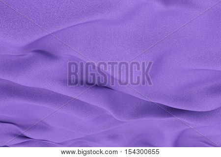 Violet fabric folds. Smooth abstract cloth decoration background. 3d render