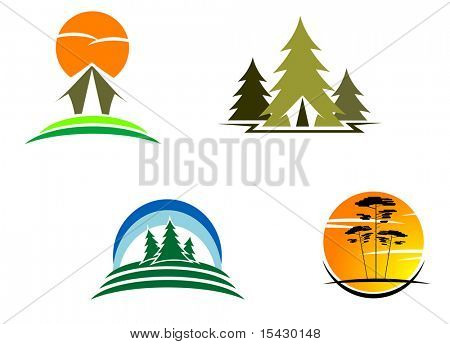 Vector version. Tourism symbols for design. Jpeg version also available