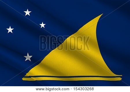 Flag of Tokelau (New Zealand) - Polynesia. 3d illustration
