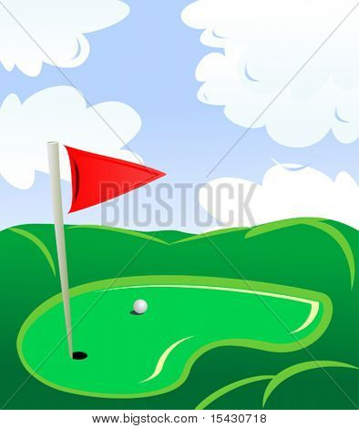 Vektor version. Golf felt landskab som et koncept af golfspil