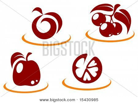 Versione jpeg. Simboli di frutta fresca per progettazione o un concetto. È disponibile anche la versione vettoriale