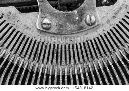 Antique Typewriter Showing Traditional Typebars Used for Writing VIII