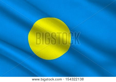 Flag of Palau Ngerulmud - Micronesia. 3d illustration