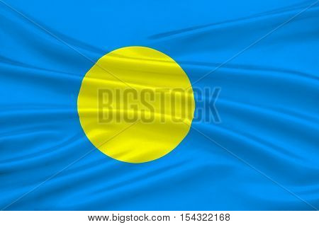 Flag of Palau Ngerulmud - Micronesia. 3d illustration