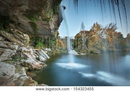 Beautiful cascade at dusk in Pedrosa de Tobalina Burgos Spain.