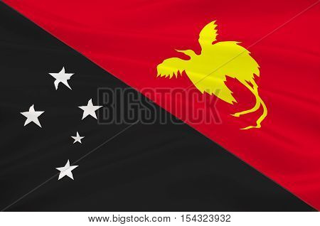 Flag of Papua - New Guinea Port Moresby Melanesia. 3d illustration