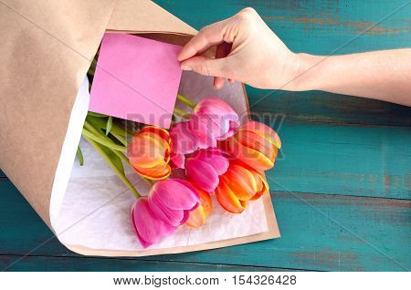 Tulip Flowes Bouqet With Blanked Card