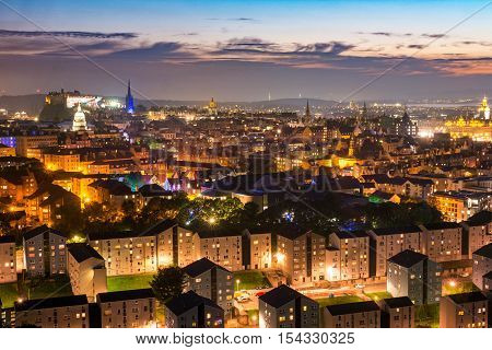 View of Edinburgh city, Scotland, United Kingdom. Sunset.