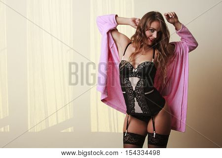 Seductive Lady In Dressing Gown.