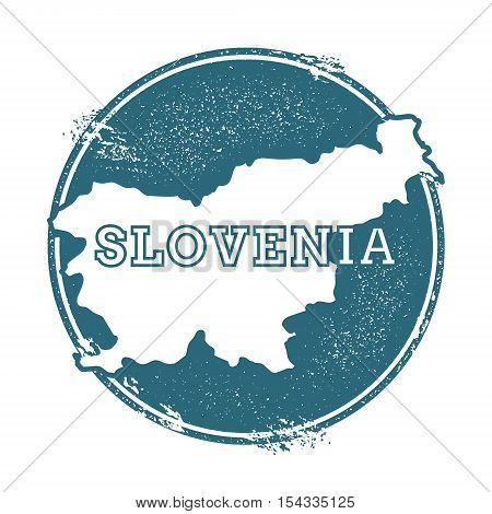 Grunge Rubber Stamp With Name And Map Of Slovenia, Vector Illustration. Can Be Used As Insignia, Log