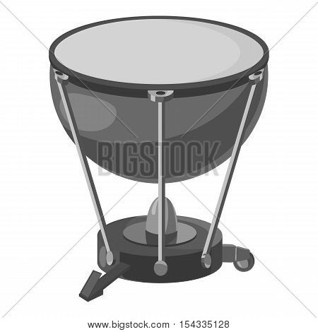 Percussion drum icon. Gray monochrome illustration of percussion drum vector icon for web
