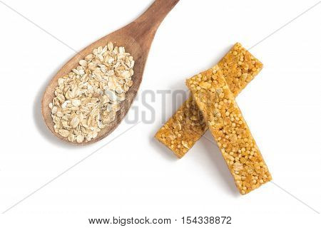 Muesli Cereal Bars. Nutri Oat Protein Bars isolated on white background