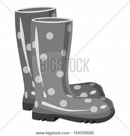 Rubber boots icon. Gray monochrome illustration of rubber boots vector icon for web