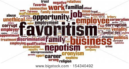 Favoritism word cloud concept. Vector illustration on white