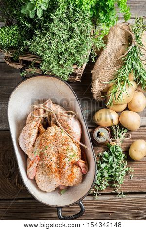 Chicken For Cooking With Spices And Vegetables