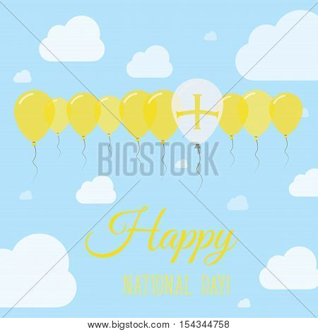 Guernsey National Day Flat Patriotic Poster. Row Of Balloons In Colors Of The Channel Islander Flag.