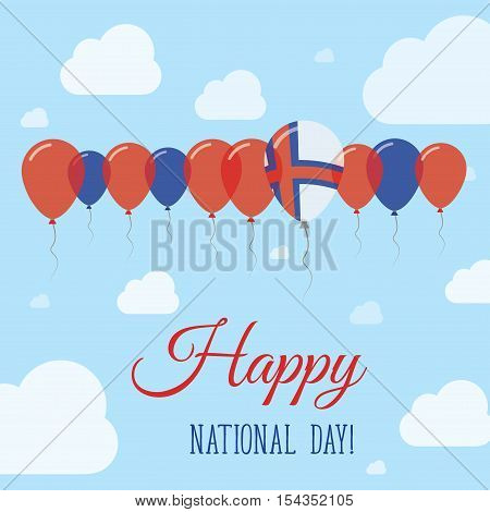 Faroe Islands National Day Flat Patriotic Poster. Row Of Balloons In Colors Of The Faroese Flag. Hap