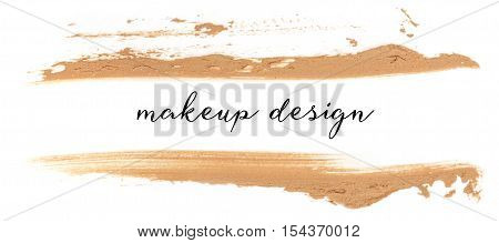 Splashes of makeup base on white background, with copyspace