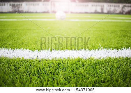 Artificial Turf Football Field Green White Grid