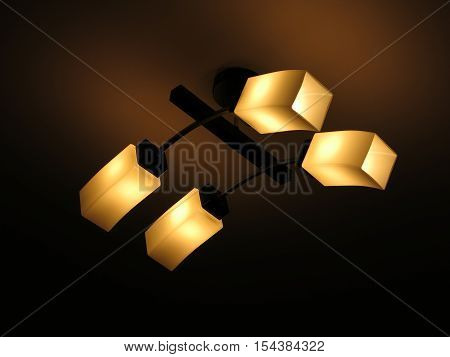 chandelier in a modern style which is hanging on the ceiling