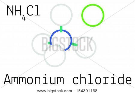 Ammonium chloride NH4Cl molecule isolated on white