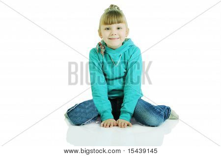 A Beautiful Little Girl. Isolated On The White Background.