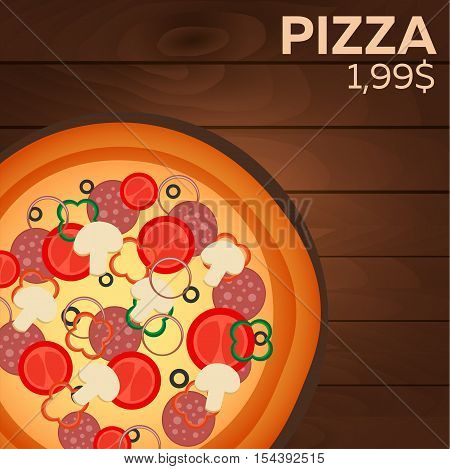 Pizza Price. Fast Food Restauran Menu. Vector Illustration.