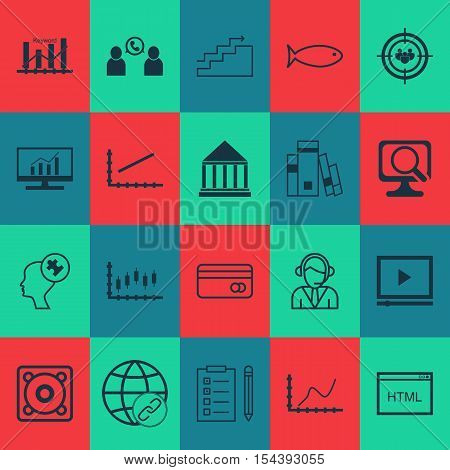 Set Of 20 Universal Editable Icons. Can Be Used For Web, Mobile And App Design. Includes Icons Such
