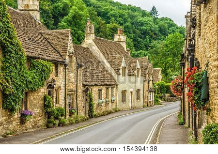 Historic houses in Castle Combe, Wiltshire, described as the prettiest village in England.