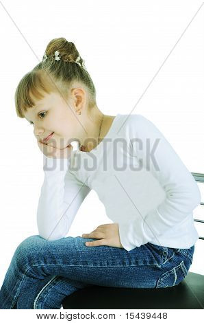 A Beautiful Little Girl. Isolated On The White Background