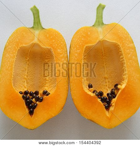 Papaya On White Background, Tropical Fruit
