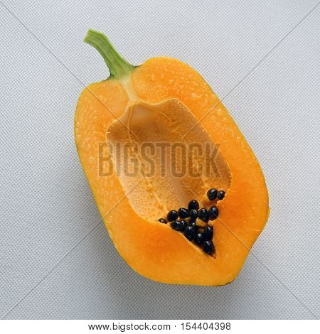 Papaya On White Background, Tropical Fruit