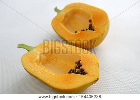 Papaya On White Background, Tropical Fruit