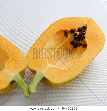 Papaya On White Background, Tropical Fruit