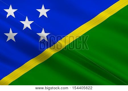 Flag of Solomon Islands Honiara - Melanesia. 3d illustration