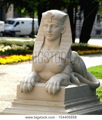 old sphinx restored in park in osijek croatia